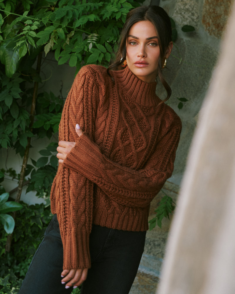 Tania Cable Knit Turtleneck Sweater