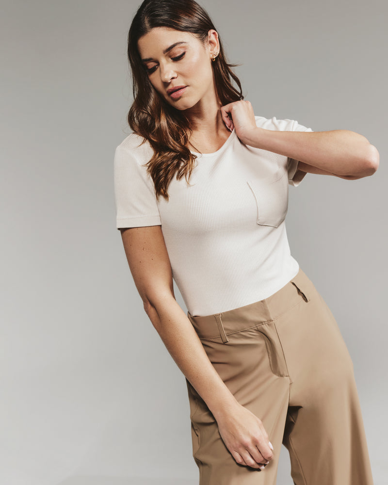 Modal Ribbed Pocket Tee